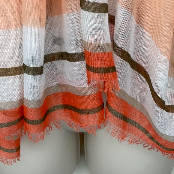 BANANA REPUBLIC ORANGE STRIPED SCARF - Picture 2 of 5